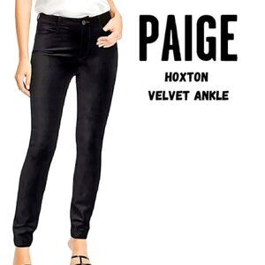 PAIGE Hoxton Velvet Ankle Skinny leg Jeans in Black Size 30 EUC